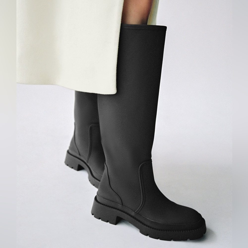 ZARA Rubberized Flat Boots
